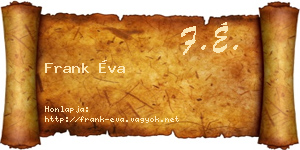 Frank Éva névjegykártya